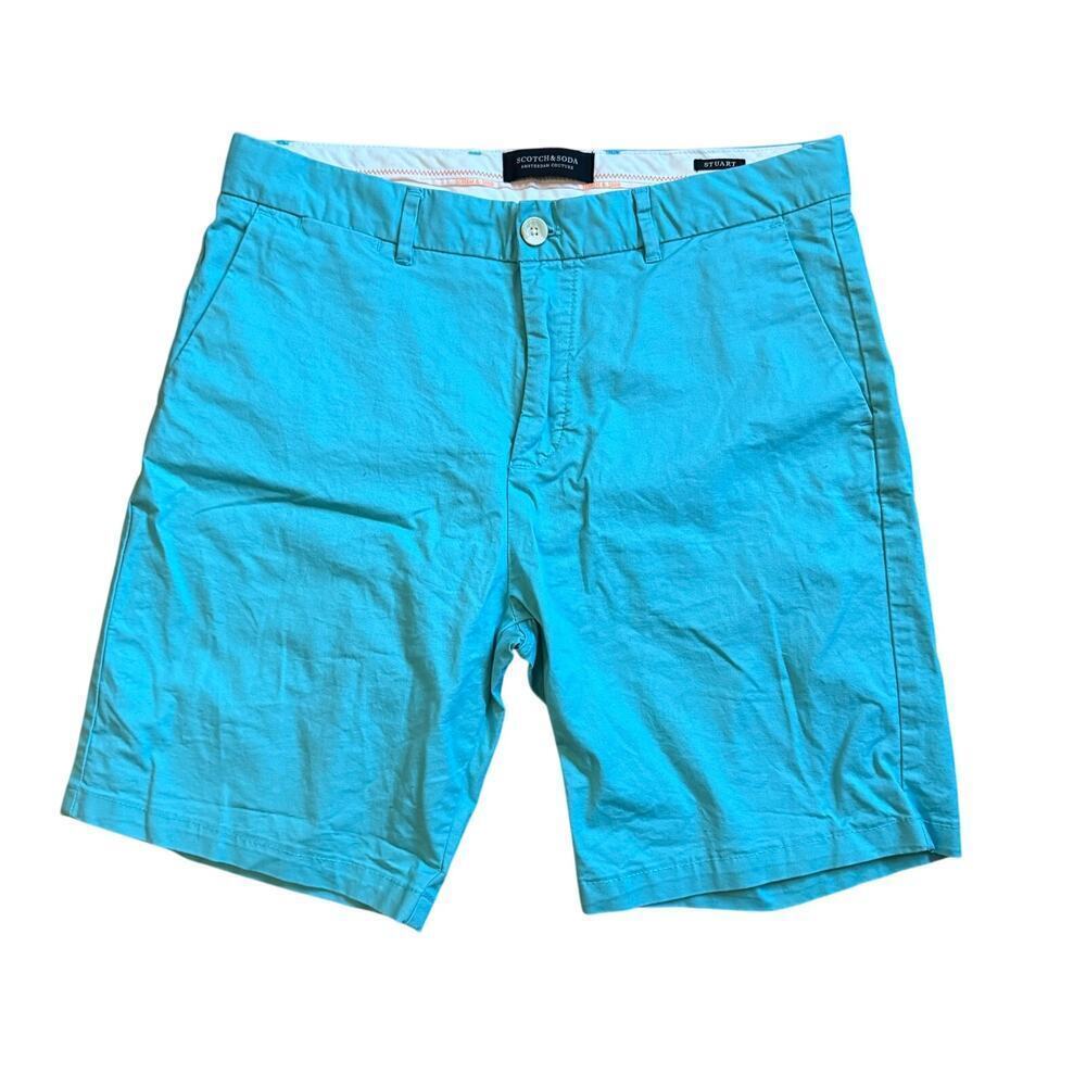 Scotch & Soda Stuart Chino Teal Blue Shorts Sz 30 Classic Preppy Nautical Summer